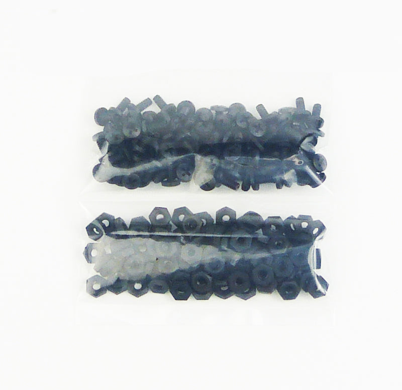 BLACK NYLON SCREWS AND NUTS (100 EA) (9901)